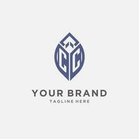 CC logo with leaf shape, clean and modern monogram initial logo design vector