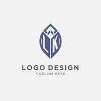 LK logo with leaf shape, clean and modern monogram initial logo design vector