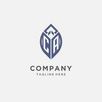 CA logo with leaf shape, clean and modern monogram initial logo design vector