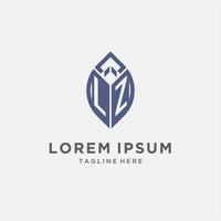LZ logo with leaf shape, clean and modern monogram initial logo design vector