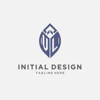 VL logo with leaf shape, clean and modern monogram initial logo design vector