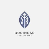 XR logo with leaf shape, clean and modern monogram initial logo design vector