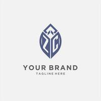 ZC logo with leaf shape, clean and modern monogram initial logo design vector