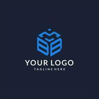 BB logo hexagon designs, best monogram initial logo with hexagonal shape design ideas vector