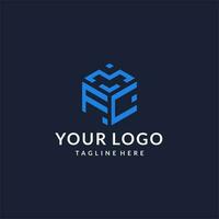 FC logo hexagon designs, best monogram initial logo with hexagonal shape design ideas vector
