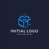 DT logo hexagon designs, best monogram initial logo with hexagonal shape design ideas vector