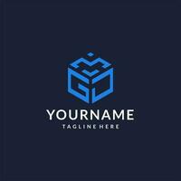 GJ logo hexagon designs, best monogram initial logo with hexagonal shape design ideas vector