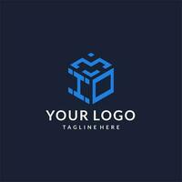 IO logo hexagon designs, best monogram initial logo with hexagonal shape design ideas vector