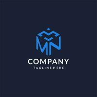 MN logo hexagon designs, best monogram initial logo with hexagonal shape design ideas vector