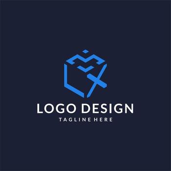 LX logo hexagon designs, best monogram initial logo with hexagonal shape design ideas vector
