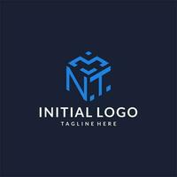 NT logo hexagon designs, best monogram initial logo with hexagonal shape design ideas vector