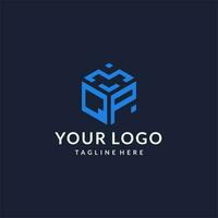 QP logo hexagon designs, best monogram initial logo with hexagonal shape design ideas vector