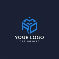RO logo hexagon designs, best monogram initial logo with hexagonal shape design ideas vector