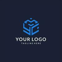 YC logo hexagon designs, best monogram initial logo with hexagonal shape design ideas vector