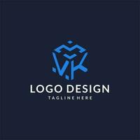 VK logo hexagon designs, best monogram initial logo with hexagonal shape design ideas vector