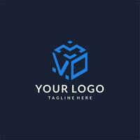 VO logo hexagon designs, best monogram initial logo with hexagonal shape design ideas vector