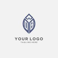 DB logo with leaf shape, clean and modern monogram initial logo design vector