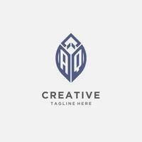 AQ logo with leaf shape, clean and modern monogram initial logo design vector