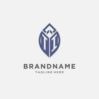 TI logo with leaf shape, clean and modern monogram initial logo design vector