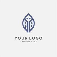 RB logo with leaf shape, clean and modern monogram initial logo design vector