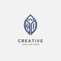 SD logo with leaf shape, clean and modern monogram initial logo design vector