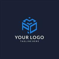 PO logo hexagon designs, best monogram initial logo with hexagonal shape design ideas vector