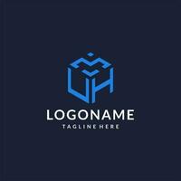 UH logo hexagon designs, best monogram initial logo with hexagonal shape design ideas vector