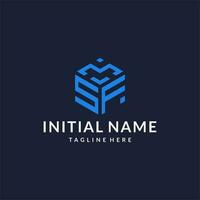 SF logo hexagon designs, best monogram initial logo with hexagonal shape design ideas vector