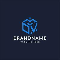 OV logo hexagon designs, best monogram initial logo with hexagonal shape design ideas vector