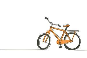 vista lateral de dibujo de una línea continua bicicleta urbana clásica, transporte deportivo ecológico. bicicleta relajante para la comunidad. estilo de vida saludable en bicicleta. ilustración gráfica de vector de diseño de dibujo de una sola línea