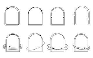 moderno minimalista estético lineal marcos, arcos, estrellas y elementos vector