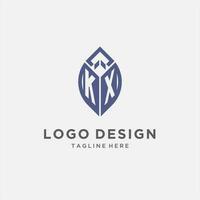 KX logo with leaf shape, clean and modern monogram initial logo design vector