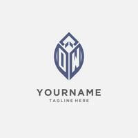 OW logo with leaf shape, clean and modern monogram initial logo design vector