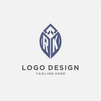 RK logo with leaf shape, clean and modern monogram initial logo design vector