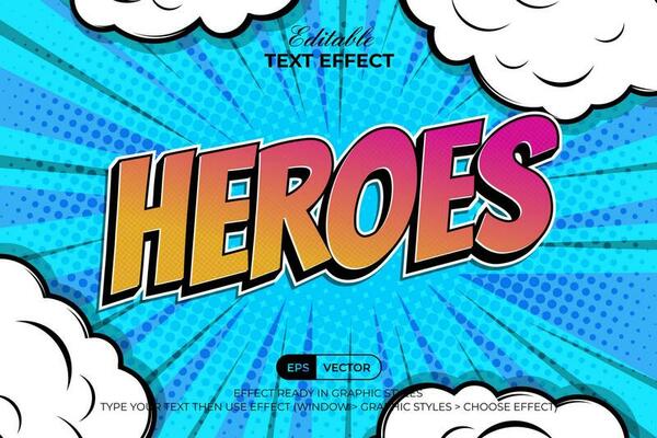 Heroes comic text effect style. Editable text effect.