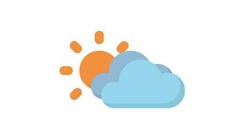 Sunny and Cloudy on white background, Weather animated icon video