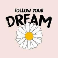 groovy spring dreamer flower and daisy positive quote flower design fashion slogan style spring summer sticker vector