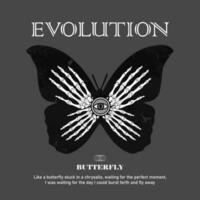 evolución mariposa t camisa diseño, vector gráfico, gráfico diseño ilustración calle vestir y urbano estilo