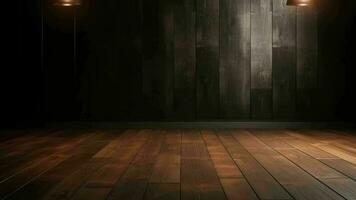 Cleanse light dim divider with brilliant chiaroscuro and wooden floor. Bump in establishment for thing presentation. Creative resource, Video Animation