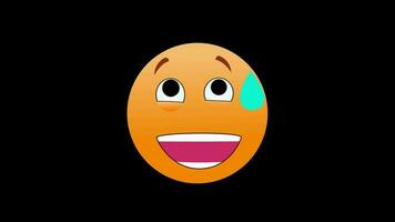 grijnzend emoji smiley emotie onhandig icoon lus beweging grafiek video transparant achtergrond met alpha kanaal