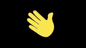 Waving hand icon loop motion graphics video transparent background with alpha channel