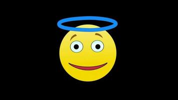 Engel Emoji Emoticon Symbol Schleife Bewegung Grafik Video transparent Hintergrund mit Alpha Kanal