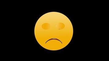 triste emoji emoção face ícone ciclo movimento gráficos vídeo transparente fundo com alfa canal video