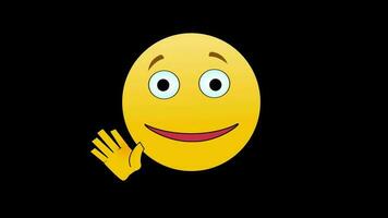 Olá emoji emoticon acenando mão ícone ciclo movimento gráficos vídeo transparente fundo com alfa canal video