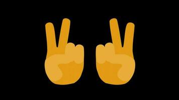 victory finger sign icon loop motion graphics video transparent background with alpha channel