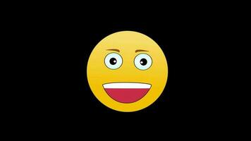 Face with smiley emoji happy emotion icon loop motion graphics video transparent background with alpha channel