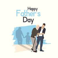 International Happy Father's Day Illustration, Help Father, Background Vector Template, Sunset Enjoy