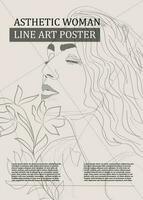 Aesthetic Women Line Art Vector Design Template