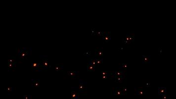 Burning red hot sparks rise from fire seamless loop ,Fire Particles over black background video