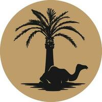 palm tree in the desert. palm tree with dromedary isolated icon vector illustration design